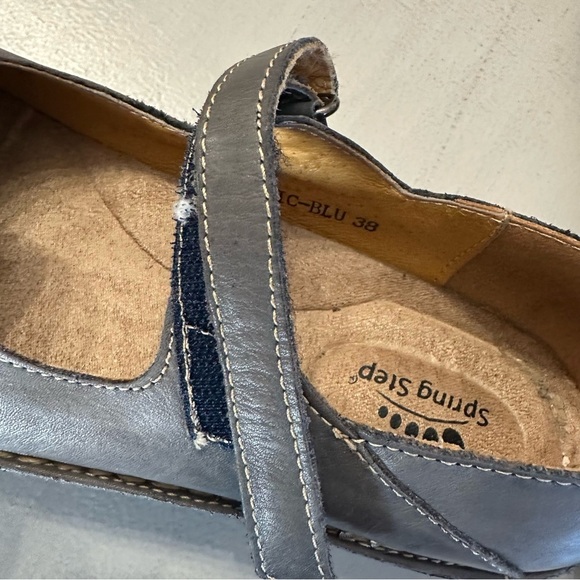 Spring Step Women’s Cosmic-Blue Leather Adjustable Strap Shoes Size 38 (7/8) GUC - Picture 5 of 11